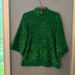Zara Green Sequin Long Top Size S